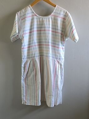 LAKE White and Stripes Short Sleeved Cotton Dress Size Medium